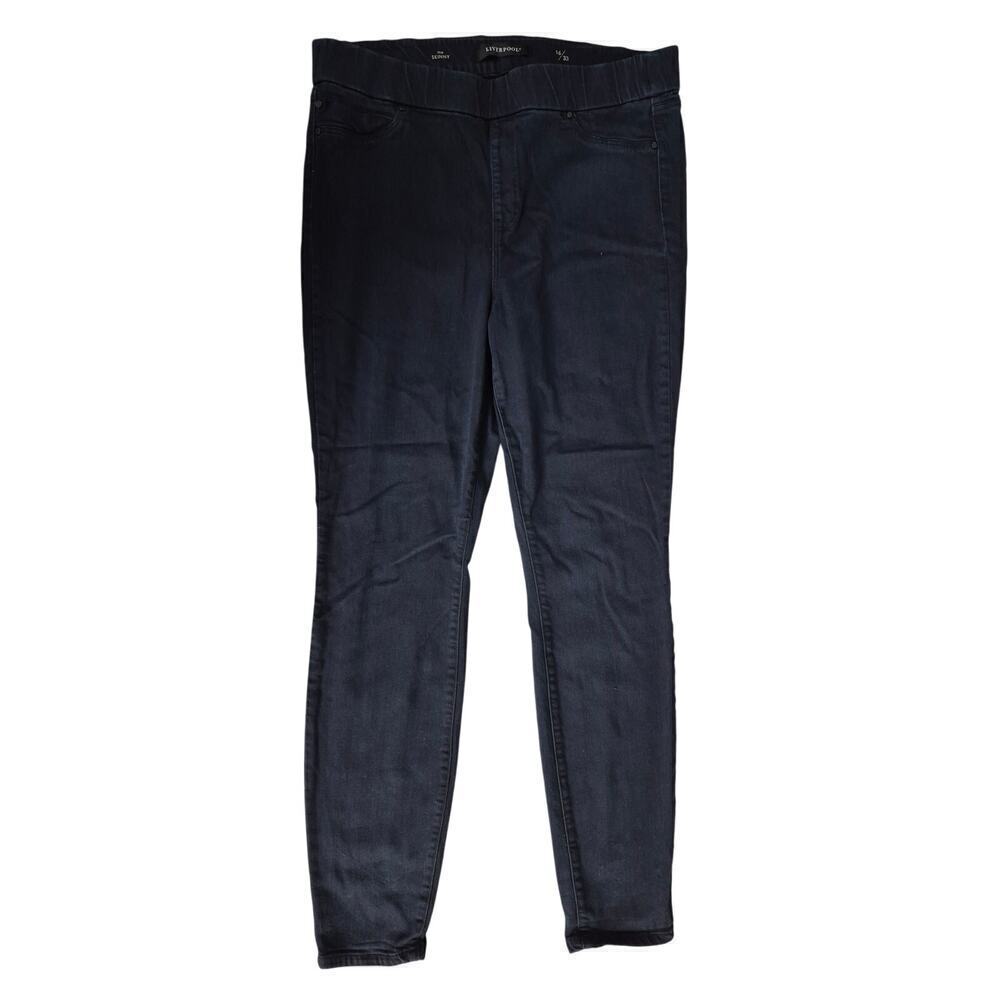 Liverpool Jeans The Skinny Blue Denim Stretch Pull On Sz 16/33 Dark Wash